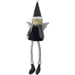 26.5" Sitting Girl Angel with Dangling Legs Glitter Hat Tabletop D"cor
