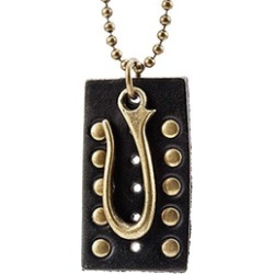 Alloy Studded Leather Hook Pendant on Chain