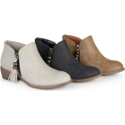 Journee Collection Womens Faux Leather Zipper Ankle Boots