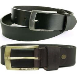 Alpine Swiss Men's Leather Belt Slim 1 1/4" Casual Jean Dakota Buckle