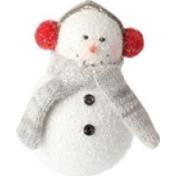 5" Glitter Frosted Snowman with Earmuffs Christmas Ornament