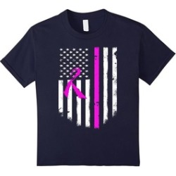Breast Cancer Awareness American Flag T-Shirt Cool Tee