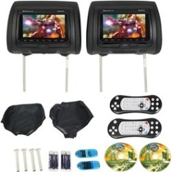 Rockville 7" Black Dual DVD/USB/HDMI/SD Car Headrest Monitors plus Games