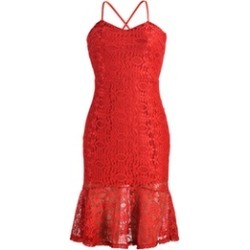 Perfect For Evening Party Red Lace Bodycon Cocktail Party Dress