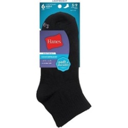 Hanes 858-6 Black Comfort Blend Womens Ankle Socks Size 5-9 - Pack of 6