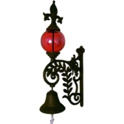 W Red Glass Cast Iron Bell Gazing Ball