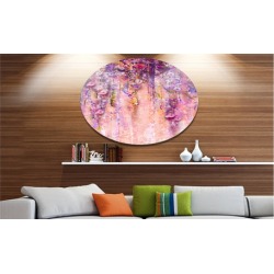 Pink and Violet Flowers Watercolor' Disc Large Floral Metal Artwork