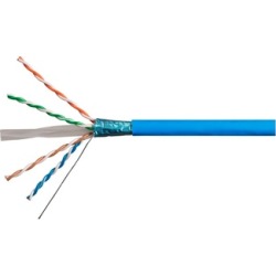Cat6 Ethernet Bulk Cable Solid STP Riser Rated 23AWG 1000ft Blue