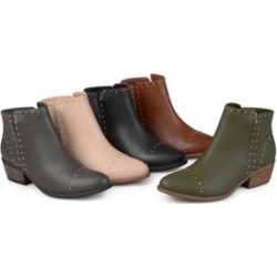 Journee Colleciton Womens Studded Stacked Heel Ankle Boots