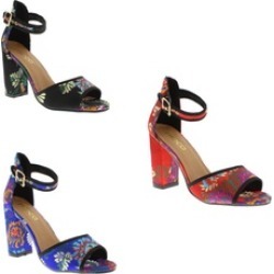 Moca Woman's Embroidery Flower Design Heels with Ankle Strap