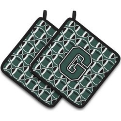Carolines Treasures CJ1071-GPTHD Letter G Football Green & White Pair of Pot Hol