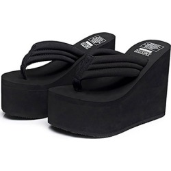 QZUnique Women's High Heel Platform Wedge Flip-Flops Sandals Slipper