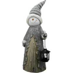 26" Country Rustic Snowman with Lantern Christmas Table Top Decoration