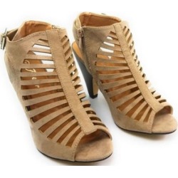 Womens Cut Out Strappy Buckle Slingback Chunky High Heel Sandal Nali-2