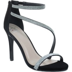 Black or Silver Jeweled Strappy Platform Sandal Formal Heels Women's
