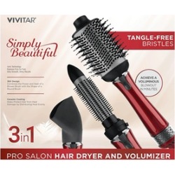Vivitar 3 in 1 Hot Air Dryer & Volumizer with Negative Ionic Technology - Yes 450 Degrees in Red