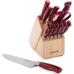Farberware 13-Piece Red Metallic Knife Block Set