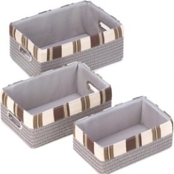 Set of 3 Neutral Colors Woven Nesting Storage Baskets