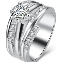 Female Finger Silver Pated Wedding Ring