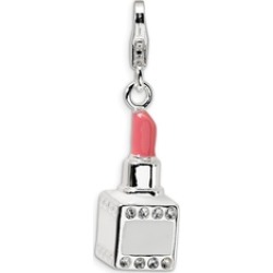 Sterling Silver Enamel Swarovski Element Pink Lipstick Lobster Charm