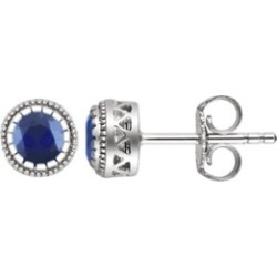 14K White Blue Sapphire "September" Birthstone Earrings