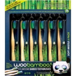 WooBamboo Eco-friendly, Natural Bamboo Toothbrush, Soft - 6-pack