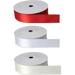 Red White Ivory Single Face Polyester Satin Ribbon Sewing Notions