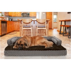 Furhaven Comfy Couch Pet Sofa Memory Foam Cooling Gel Dog Bed Jumbo Diamond - Memory Foam in Brown