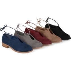 Journee Collection Womens Cut-out Faux Suede Ankle Lace-up Flats
