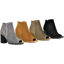 SFD Women's Open Toe Stacked Heels Booties