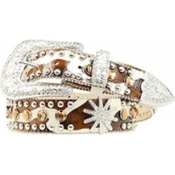 Blazin Roxx N3510602-S 1.5 in. Womens Spur Rowel Rhinestone Belt Brown - Small