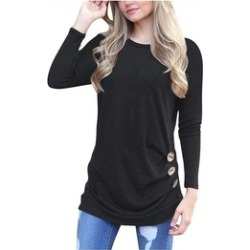 Women's Casual Long Sleeve Round Neck Loose Tunic T Shirt Blouse Tops