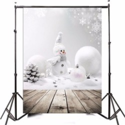 3x5ft Christmas Theme Snowman Wooden Photography Vinyl Background