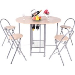 5PC Foldable Dining Set Table and 4 Chairs Breakfast Kitchen Furniture New 5PC Foldable Dining Set Table and 4 Chairs Breakfast Kitchen Furniture New