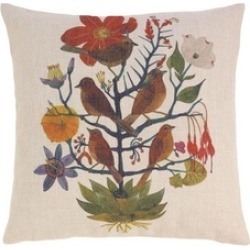 Colorful Flowers and Birds Design Decorative Throw Toss Pillow