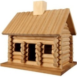 Log Cabin Style Unique Birdhouse Made of Natural Wood