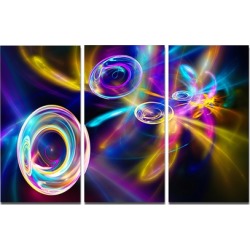 Blue Fractal Desktop Wallpaper Abstract Metal Wall Art 36x28 3 Panels