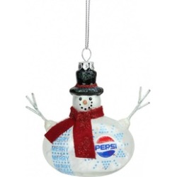 3.75" Snow Filled Glass Country Snowman Pepsi Christmas Ornament
