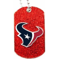 Houston Texans Dog Fan Tag Necklace Glitter Sparkle NFL