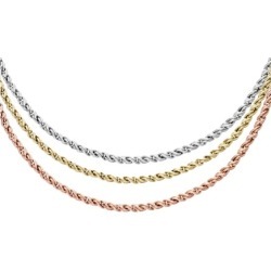 14kt 17" Yellow/White/Rose Gold Chain with Lobster Clasp