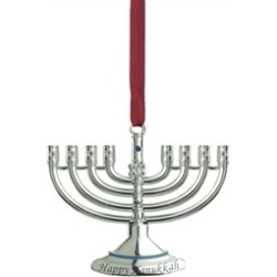 3.25" Regal Shiny Silver Hanukkah Menora Holiday Ornament with Crystal