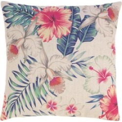 Exotic Island Foliage Flowers Decorative Square Throw Toss Pillow