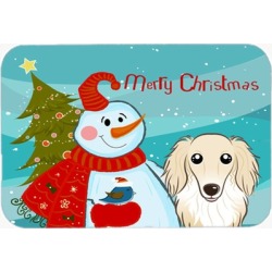 Carolines Treasure BB1832LCB Snowman With Longhair Creme Dachshund Glass Cutting