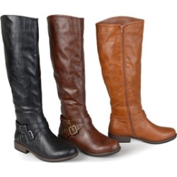 Journee Collection Womens Wide-Calf Ankle-Strap Buckle Riding Boots