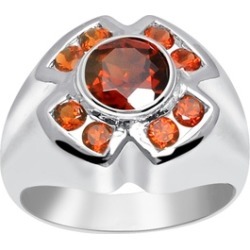 Orchid Jewelry 925 Sterling Silver 2 1/4 Carat Garnet Halo Ring