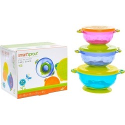 Avanchy Bamboo Suction Baby Bowl 31 Baby Suction Bowls- Set of 3 FDA Approved Baby Bowls w/ Snap Tight Lid