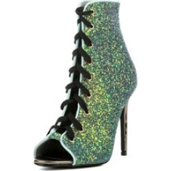Women's Ankle High Peep Toe Stiletto Heel Lace Up Booties Olga-99