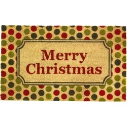 Festive Polka Dots Merry Christmas Welcome Door Mat Indoor Outdoor
