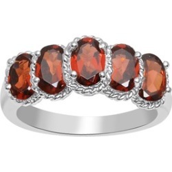 Orchid Jewelry 925 Sterling Silver 3 1/2 Carat Garnet Five Stone Ring