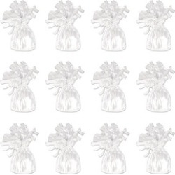 Beistle 50804-W Metallic Wrapped Balloon Weights - White- Pack of 12